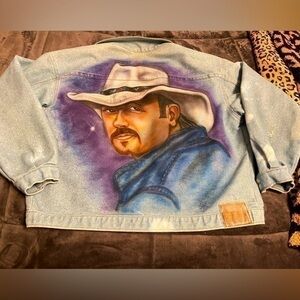 AUTOGRAPHED AirBrush Tim McGraw Denim Jacket Size L/XL